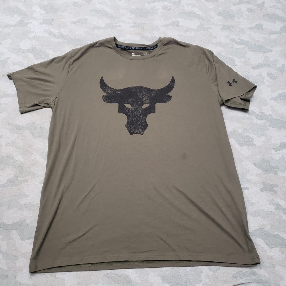 Under Armour Shirt Mens XL Green Project Rock Loose Short Sleeve